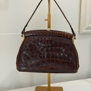 Elegant Brown Crocodile Vintage Handbag